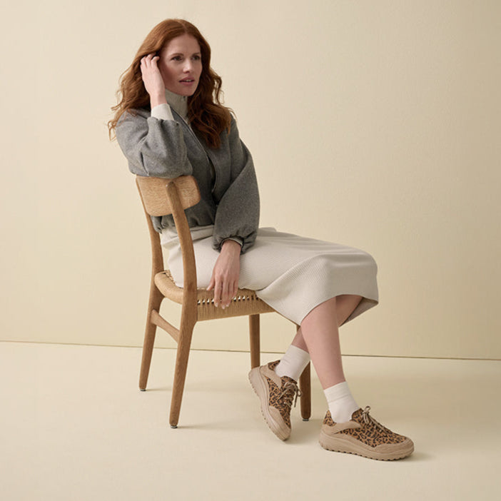 Chaussure à lacets Femme Quinn Leopard-Cognac