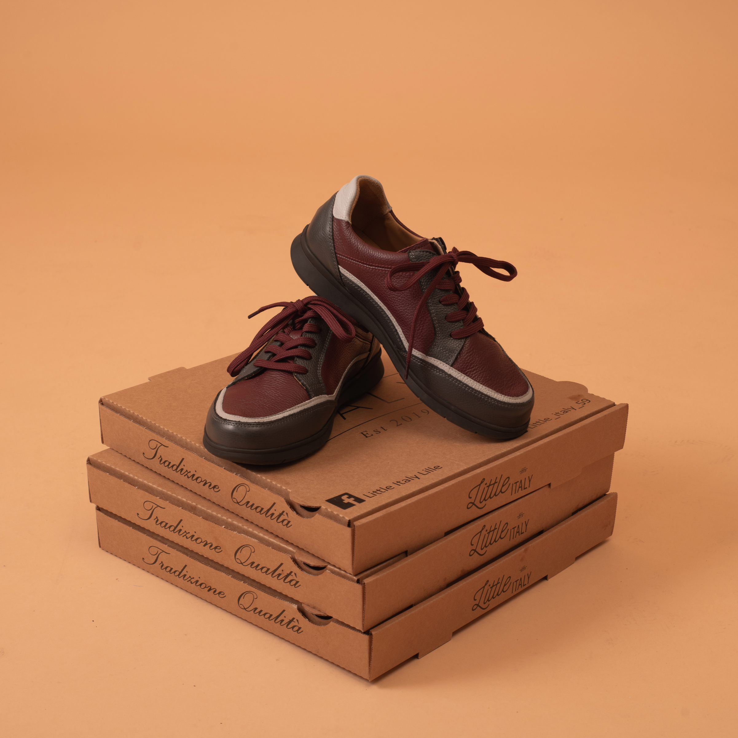 Basket Femme Marie Noir-Bordeaux-Gris