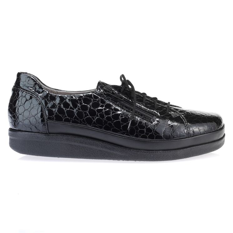 SOFIA NOIR CROCO - Chaussures à lacets confortables et élégantes 10