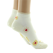 Socquettes Femme Ecru fleur et Ecru uni lot de 2 paires