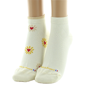 Socquettes Femme Ecru fleur et Ecru uni lot de 2 paires
