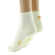 Socquettes Femme Ecru fleur et Ecru uni lot de 2 paires