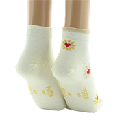 Socquettes Femme Ecru fleur et Ecru uni lot de 2 paires