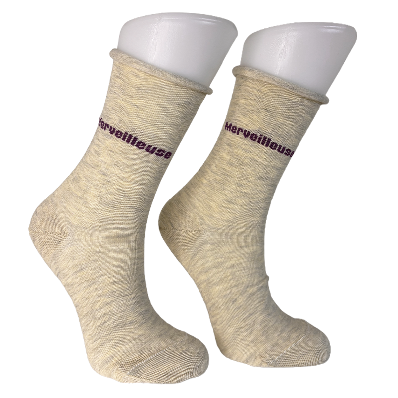 Chaussettes Mixte Signature Beige "Merveilleuse"