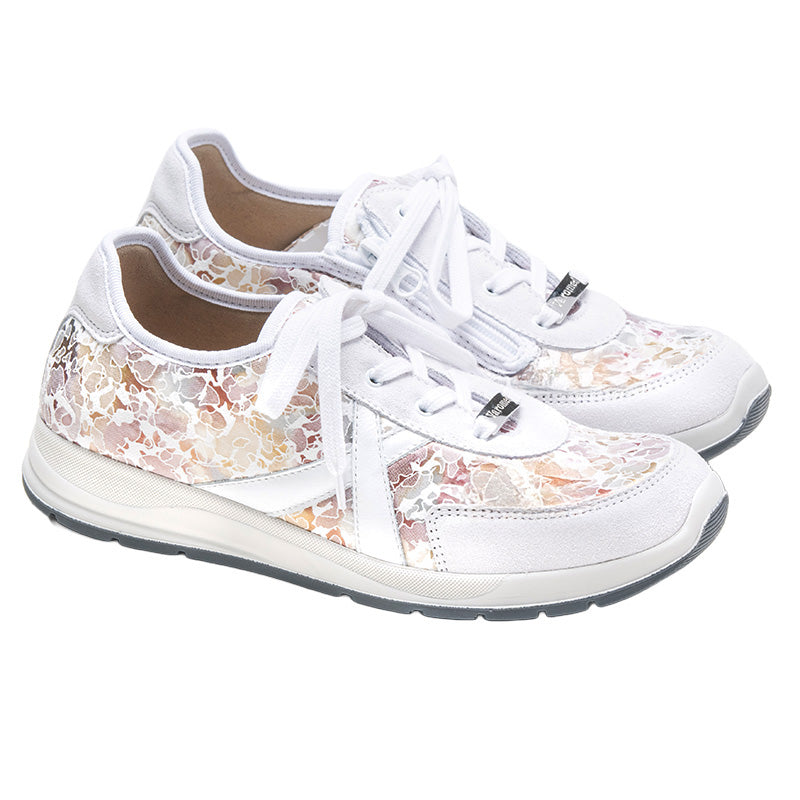 Chaussure à lacets Femme Kioto Blanc fleuri