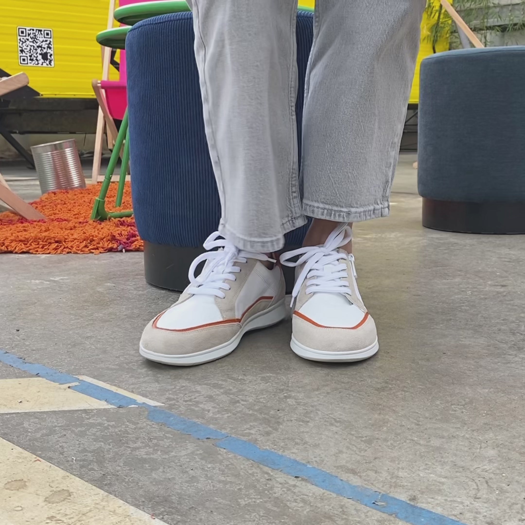 Basket Femme Marie Blanc-Orange